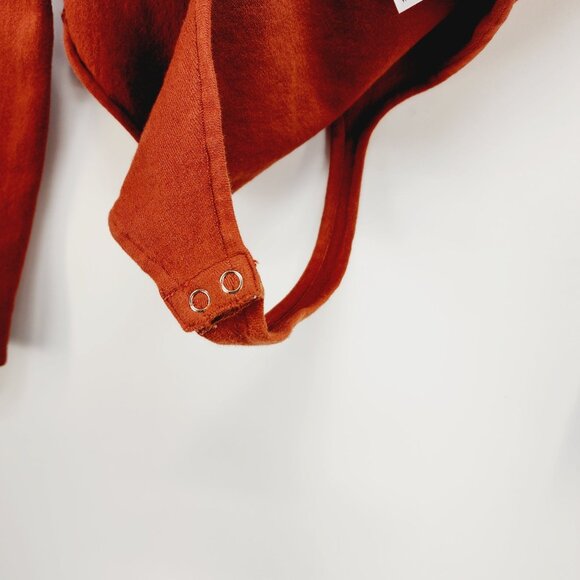 Good American Womens Rust Red Asymmetrical Cutout Long Sleeve Bodysuit Size 3 - Picture 5 of 12